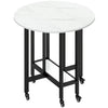 HOMCOM Folding Dining Table, Drop Leaf Table with Open Shelf, Rolling Kitchen Table for Dining Room, Small Spaces, White Marble