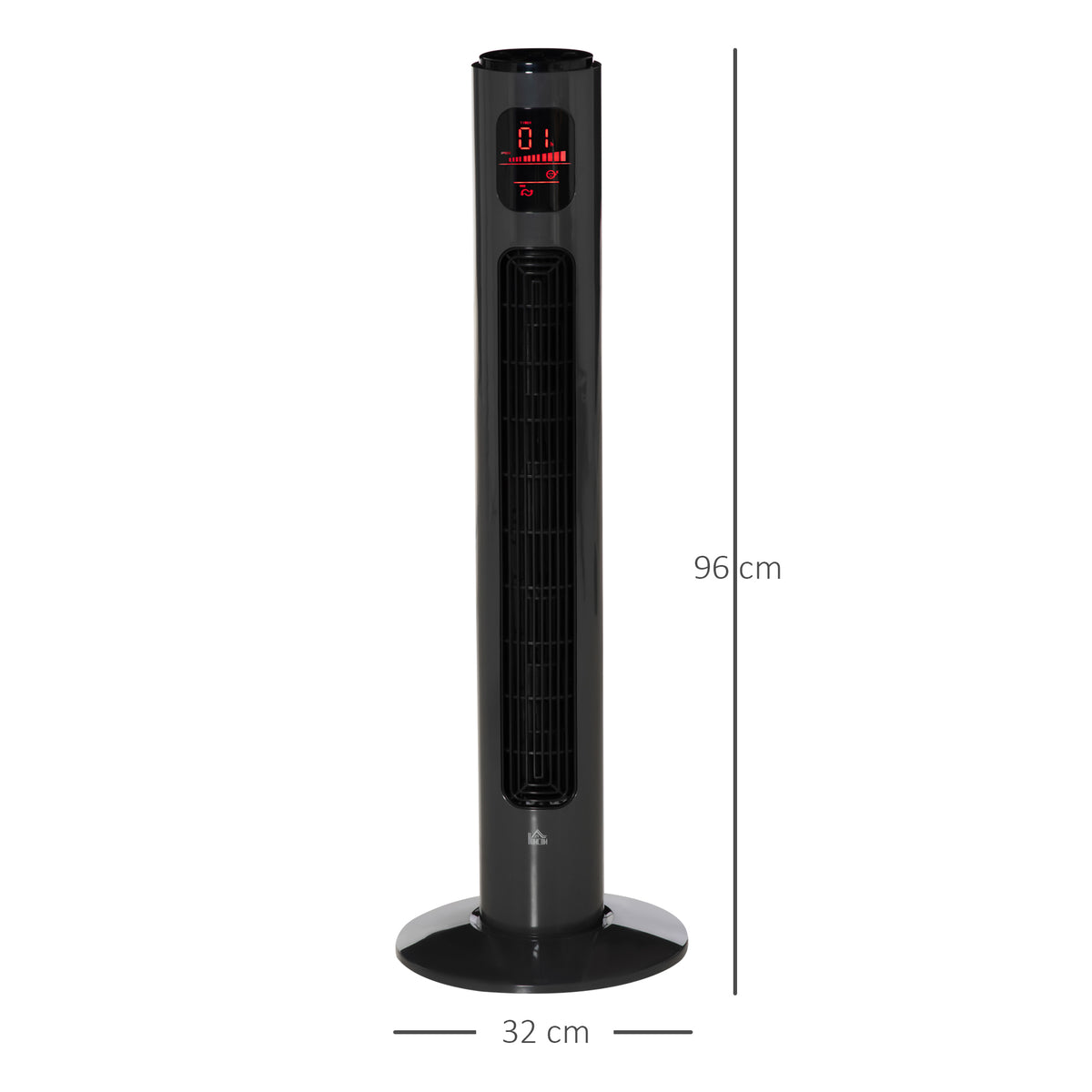 HOMCOM 38'' Freestanding Tower Fan in Dark Grey