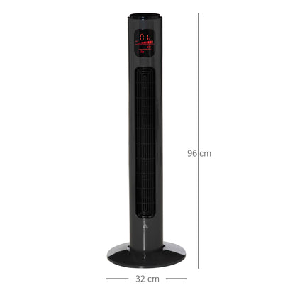 HOMCOM 38'' Freestanding Tower Fan in Dark Grey