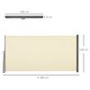 Outsunny Retractable Sun Side Awning Screen Fence Patio Garden Wall Balcony Screening Panel Outdoor Blind Privacy Divider (3x1.6M, Cream White)