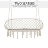 Outsunny Hanging Hammock Chair Cotton Rope Porch Swing with Metal Frame, Large Macrame Seat for Patio, Garden, Bedroom, Living Room, Cream White
