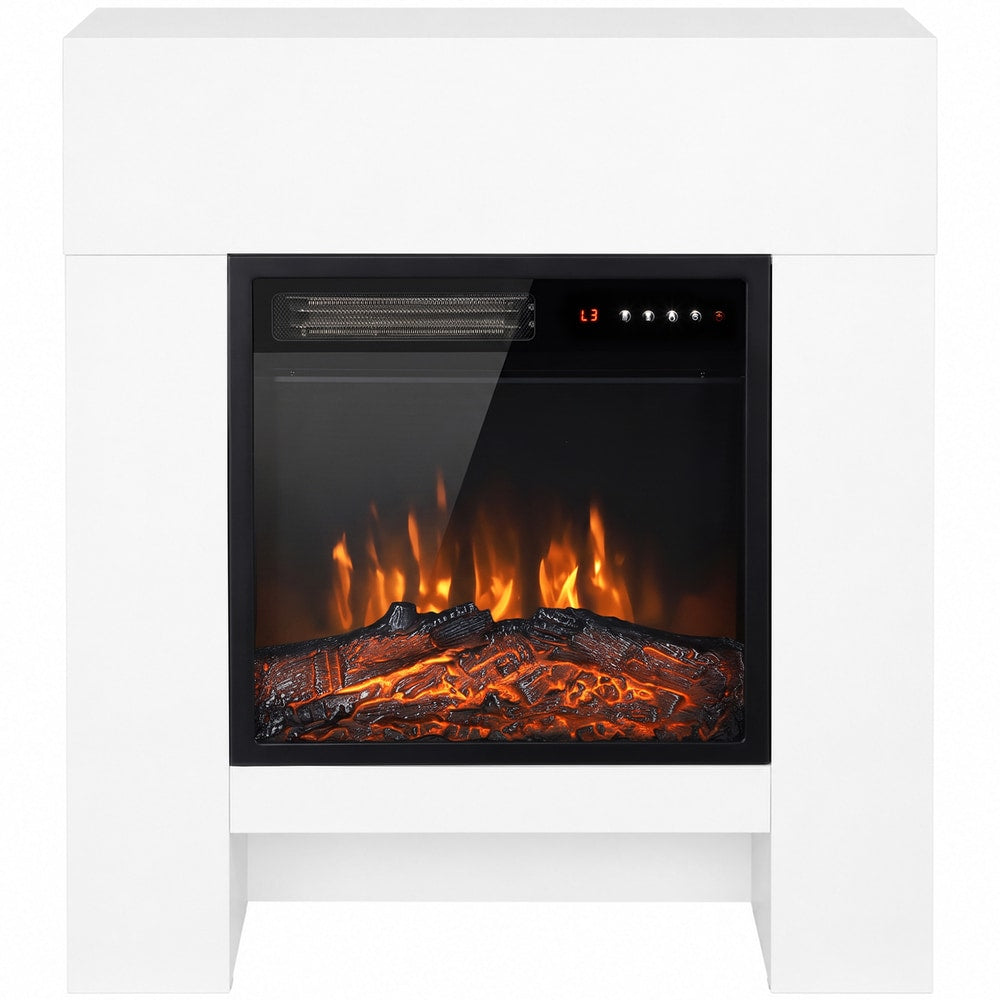 HOMCOM Freestanding Electric Fireplace Suite, Electric Fire and Surround with Shelf, Adjustable Flame Effect, Timer, Remote