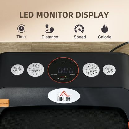 HOMCOM Foldable Walking Treadmill, with LED Display and Wheels, for Home, Office, Gym, Red