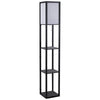 HOMCOM Floor Lamp with Shelves and Top Light, Modern Corner Standing Lamp for Living Room, Bedroom, Bulb not Included, Black