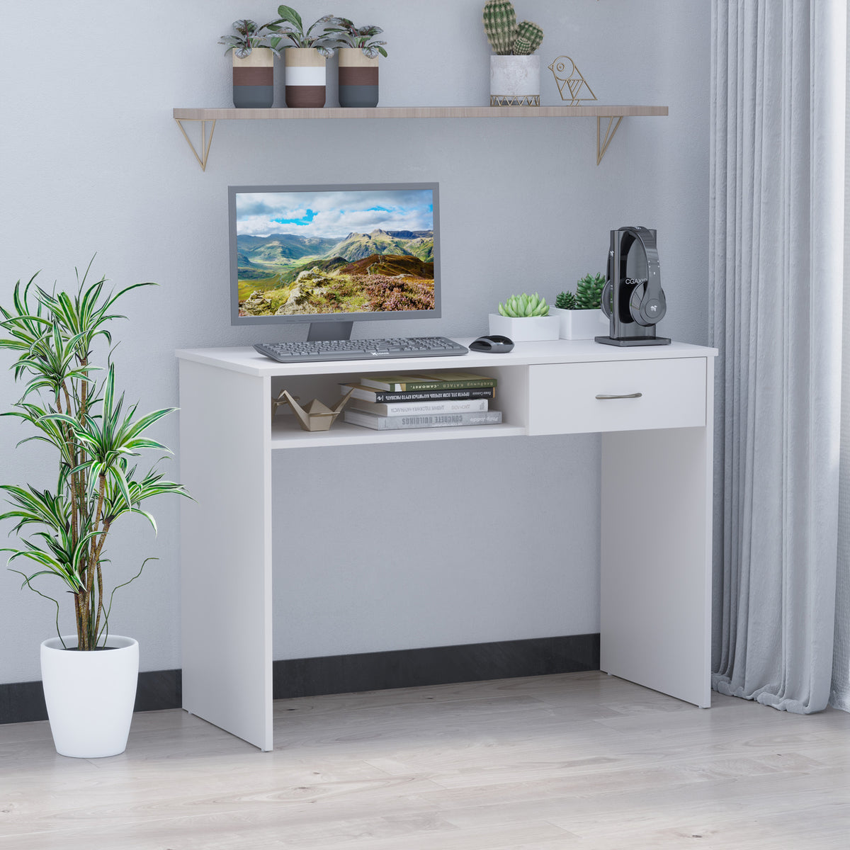 HOMCOM Compact Computer Desk in White