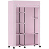 HOMCOM Fabric Wardrobe w/ Shelves Hanging Rail Foldable Wardrobe Pink