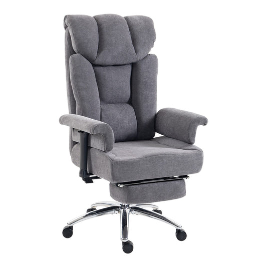 HOMCOM 250 kg Big and Tall Massage Office Chair with Heat, High Back, Height Adjustable Linen Executive Desk Chair, Dark Grey