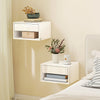 HOMCOM Set of Two Floating Bedside Tables, Wall Mounted Nightstand with Drawer and Open Shelf, High Gloss White