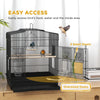 PawHut Large Metal Bird Cage with Perches, Food Bowls, Swing, for Budgies, Parakeets, Black