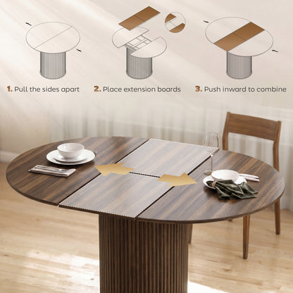 HOMCOM Extendable Round Dining Table in Dark Walnut