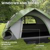 Outsunny Camping Tent with Inflatable Mattress and Camping Table&Chair, 2-3 Person Dome Tent with Sewn-in Groundsheet, Portable 3000mm Waterproof Tent with Carry Bag and Hook, for Fishing Hiking