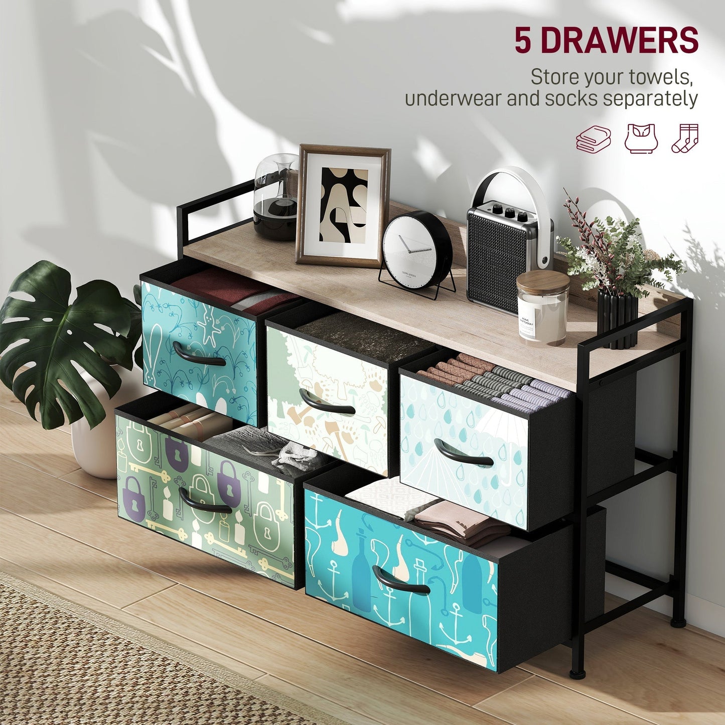 خزانة أدراج HOMCOM بخمسة أدراج - أزرق