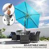 Outsunny 2.6 m Garden Parasol Umbrella with Aluminium Pole, Outdoor Patio Umbrella with Tilt and Crank, Vent, Blue