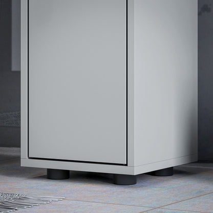 kleankin 180cm Slim Bathroom Cabinet, with Drawer, Shelves and Cupboards - Grey