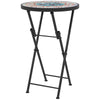 Outsunny Mosaic Outdoor Garden Table, 35.5cm Round Folding Coffee Table with Metal Frame for Balcony Terrace, Multicolour
