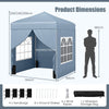 6.5 x 6.5 FT Pop up Canopy Tent Outdoor Patio Commercial Sunshade Shelter with 4 Sidewalls-Grey