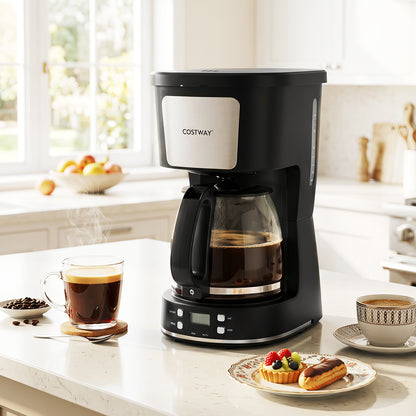 6 Cup Drip Coffee Machine with Glass Carafe and Reusable Filter