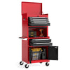 6-Drawer Rolling Tool Chest with Universal Wheels and Hooks-Red & Black-M