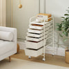 6 Drawers Storage Trolley with 4 Wheels for Makeup Beauty Salon-White