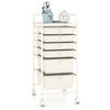 6 Drawers Storage Trolley with 4 Wheels for Makeup Beauty Salon-White