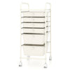 6 Drawers Storage Trolley with 4 Wheels for Makeup Beauty Salon-White