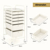6 Drawers Storage Trolley with 4 Wheels for Makeup Beauty Salon-White