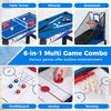 6-In-1 Multi Game Table with Air Hockey Table Tennis Basketball Billiards Shuffleboard Bowling-Blue