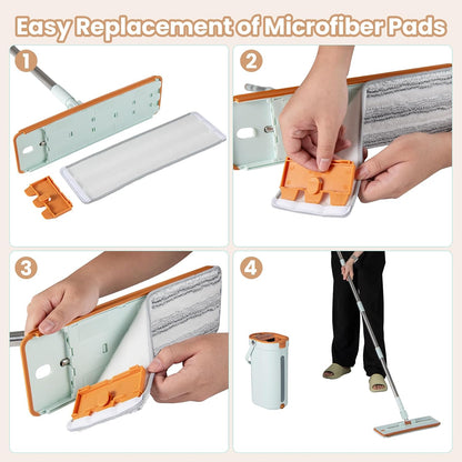 6 PCS Microfibre Mop Pads Reusable Wet and Dry Heads with Hook and Loop Fasteners