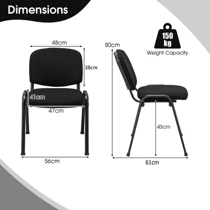 6-Pack Conference Chair Set with Metal Frame and Padded Cushion-Black