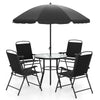 6 Pieces Patio Dining Set with Umbrella Outdoor Table and Chairs Set