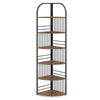 6-Tier Corner Shelf Tall Freestanding Corner Bookshelf with Heavy-duty Metal Frame-Brown