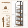 6-Tier Corner Shelf Tall Freestanding Corner Bookshelf with Heavy-duty Metal Frame-Brown
