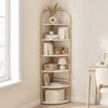 6-Tier Corner Shelf Tall Freestanding Corner Bookshelf with Heavy-duty Metal Frame-White