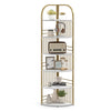 6-Tier Corner Shelf Tall Freestanding Corner Bookshelf with Heavy-duty Metal Frame-White