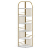 6-Tier Corner Shelf Tall Freestanding Corner Bookshelf with Heavy-duty Metal Frame-White