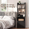 6-Tier Nightstand with Charging Station Bedside Tables Tall Night Stands-Black