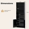 6-Tier Freestanding Bookcase with Farmhouse Style Cabinet Doors-Black