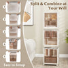 6-Cube Stackable Storage Bins with Lockable Wheels for for Kitchen Living Room Bedroom-White