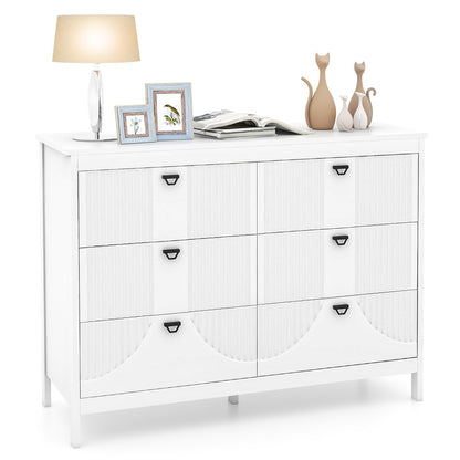 6-Drawer Wooden Chest of Drawers with Handles-white
