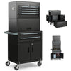 6-Drawer Rolling Tool Chest with Universal Wheels and Hooks-Black-M
