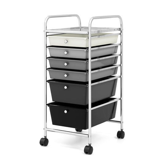 6 Drawers Storage Trolley with 4 wheels in black