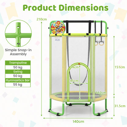 Product dimensions diagram for the kids trampoline