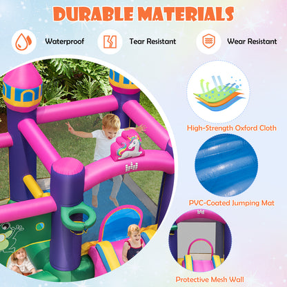 6-in-1 Large Blow up Bouncer Castle with Slide 680W Blower for Kids 3-12