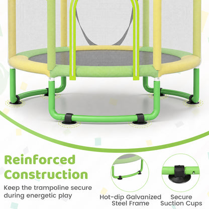 Close-up of the reinforced construction of the kids trampoline