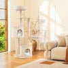 6-level Wooden cat tree with cat condo and sisal scratching posts  for indoor-Natural