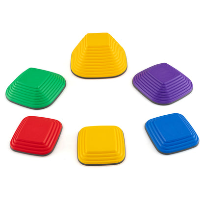 6 Pieces Kids Stepping Stone Non-Slip Square Toddler Balance Stones arranged in a circle on white