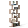 6-tier S-shaped Wooden Industrial Bookshelf-Grey