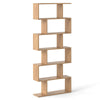 6-tier S-shaped Wooden Industrial Bookshelf-Natural