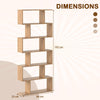 6-tier S-shaped Wooden Industrial Bookshelf-Natural