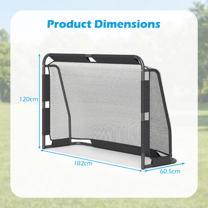 Product dimensions diagram for the soccer goal set